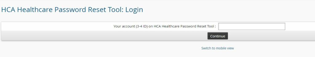 HCA Employee Login Password Reset Tool