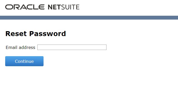 NetSuite Customer Login Password Reset
